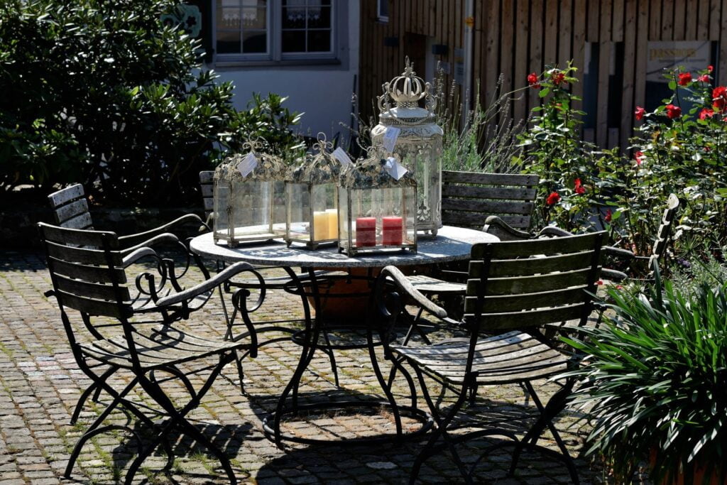 table en fer retro terrasse